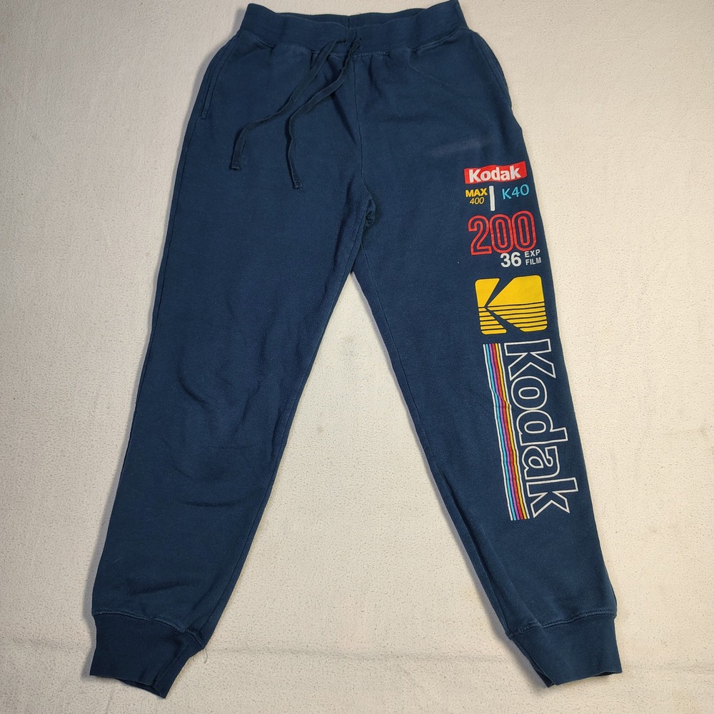 Kodak Womens Joggers Size M (7-9) Blue Cotton Blend Graphic Logo Sweatpants